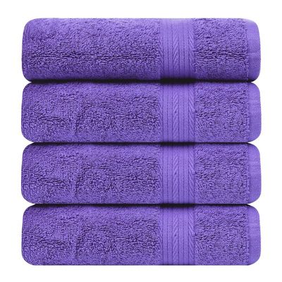 Ample Decor Bath Towel Sets 30 X 54 Inch Soft and Absorbent 100% Cotton 600 GSM Towel - 4pcs Purple