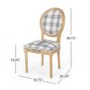 Christopher Knight Home Phinnaeus Dining Chair Set, Set of 2, Fabric, Dark Blue Plaid + Natural view 3