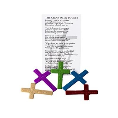 Agora Cross In My Pocket Set with Anodized Jesus Christ is Lord Cross and Poem Card (500)