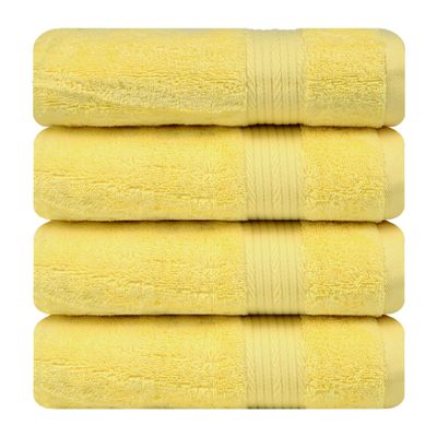 Ample Decor Bath Towels 100% Cotton 30 X 54 Inch 600 GSM Soft Quick Dry Bathroom Towel - 4pcs Yellow