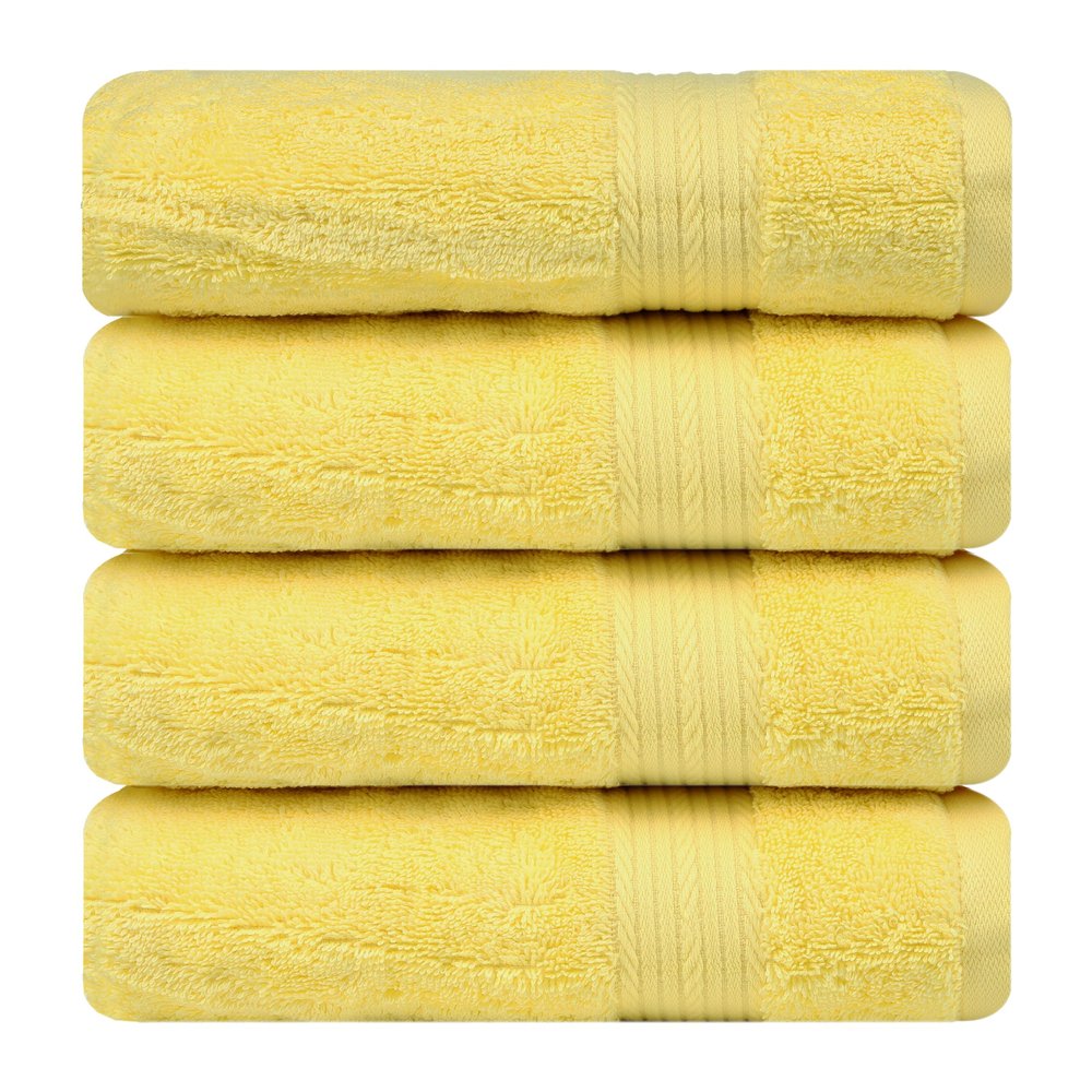 Ample Decor Bath Towels 100% Cotton 30 X 54 Inch 600 GSM Soft Quick Dry Bathroom Towel - 4pcs Yellow