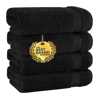Cotton Paradise Hand Towels for Bathroom, 100% Cotton Turkish 4 Piece Hand Towel Set, Soft Absorbent Face Towels, Black Hand Towels