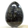 2.3" Larvikite Egg Natural Sparkling Blue Flash Crystal Black Moonstone w/Labradorite Feldspar Mineral Polished Gemstone - India + Stand view 1