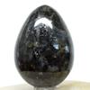 2.3" Larvikite Egg Natural Sparkling Blue Flash Crystal Black Moonstone w/Labradorite Feldspar Mineral Polished Gemstone - India + Stand view 3