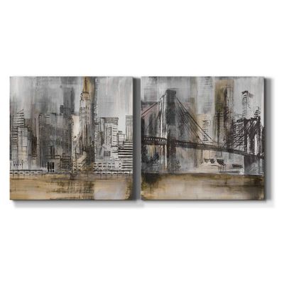 Renditions Gallery New York Cityscape Wall Art, Premium Gallery Wrapped Canvas Decor, Ready to Hang, 16 in H x 16 in W, Made in America Print