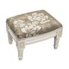 Unknown1 Taupe Magnolia Footstool with Antique White Finish Floral Traditional Pattern Rectangle Rubberwood Antique view 2
