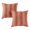 Greendale Home Fashions Outdoor 17-inch Square Decorative Throw Pillow, 2-Pack, Coral Stripe view 1