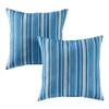 Greendale Home Fashions Outdoor 17-inch Square Decorative Throw Pillow, 2-Pack, Steel Blue Stripe view 1