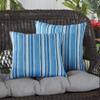Greendale Home Fashions Outdoor 17-inch Square Decorative Throw Pillow, 2-Pack, Steel Blue Stripe view 2