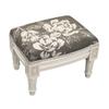 Unknown1 Grey Magnolia Footstool with Antique White Finish Floral Traditional Pattern Rectangle Rubberwood Antique view 2