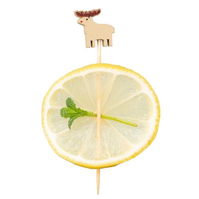 Restaurantware 3.5 Inch Food Picks 1000 Sturdy Decorative Picks - Reindeer Design Sharp Point Natural Bamboo Mini Skewers Disposable Rudolph Picks For Appetizers Desserts or Cocktails