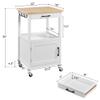 Yaheetech Kitchen Island Cart with Storage, Rolling Kitchen Island on Wheels with 6 Side Hooks, Wood Top Microwave Cart with Drawer for Dining Room, White view 3