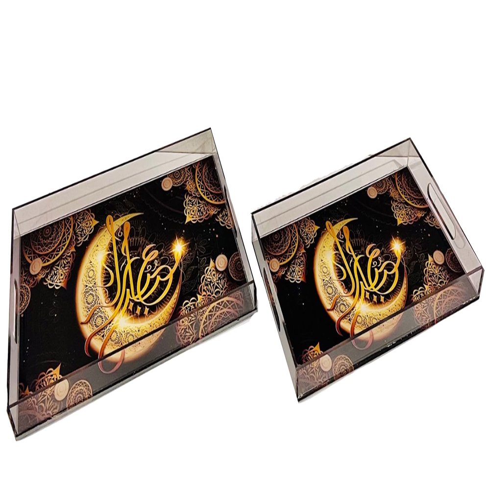 Handmade Eid Mubarak Islamic Party Decor Tray Gift Set Candy Chocolate Dry Fruit Fresh Fruit Tray Dates Tray Box Muslim Decor Dinner Party