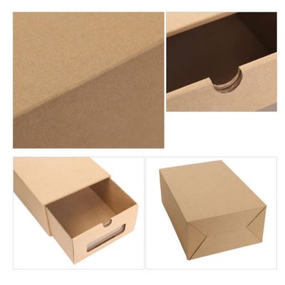 Cabilock 2pcs Transparent Drawer-style Shoe Storage Thick Paper Organizer for Home for Sneakers and Women's Khaki Color Easy