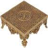 Exotic India Flowers Carved Puja Chowki - Brass Statue view 1