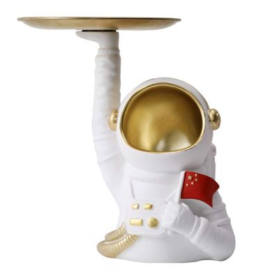 Wakauto 1pc Astronaut Storage Tray Creative White Jewelry Organizer for Home Decor Multifunctional Key Bowl and Candy Dish for Space-themed Rooms and