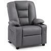 MCombo Big Kids Recliner for Ages 3+, Child Reclining Chair, Toddlers Recliner Sofa with Cup Holders, Faux Leather, 7322(Dark Grey) view 1