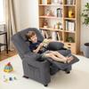 MCombo Big Kids Recliner for Ages 3+, Child Reclining Chair, Toddlers Recliner Sofa with Cup Holders, Faux Leather, 7322(Dark Grey) view 2