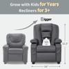 MCombo Big Kids Recliner for Ages 3+, Child Reclining Chair, Toddlers Recliner Sofa with Cup Holders, Faux Leather, 7322(Dark Grey) view 3
