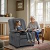 MCombo Big Kids Recliner for Ages 3+, Child Reclining Chair, Toddlers Recliner Sofa with Cup Holders, Faux Leather, 7322(Dark Grey) view 4