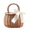 Hand- Woven Rattan Basket Basket Woven Storage with Handle for Picnic Home Wedding Party Decoration Photo Props view 1