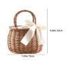 Hand- Woven Rattan Basket Basket Woven Storage with Handle for Picnic Home Wedding Party Decoration Photo Props view 4