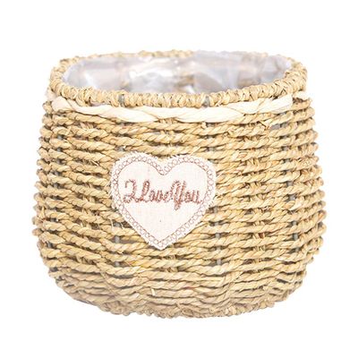 1pc Decorative Woven Flower Basket for Festivals and Home Decor Multi-functional Storage for Fresh and Dried Flowers Natural Khaki Straw Design Style