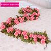 230cm/ 91in Silk Rose Wedding Decorations Ivy Vine 2pcs Artificial Flowers Arch Decor with Green Leaves Hanging Wall Garland (Pink) view 3