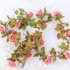 230cm/ 91in Silk Rose Wedding Decorations Ivy Vine 2pcs Artificial Flowers Arch Decor with Green Leaves Hanging Wall Garland (Pink) view 4
