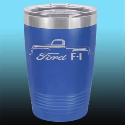 1948-52 Ford F1 Pickup Truck 20oz Stainless Steel Tumbler w/Clear Lid royal