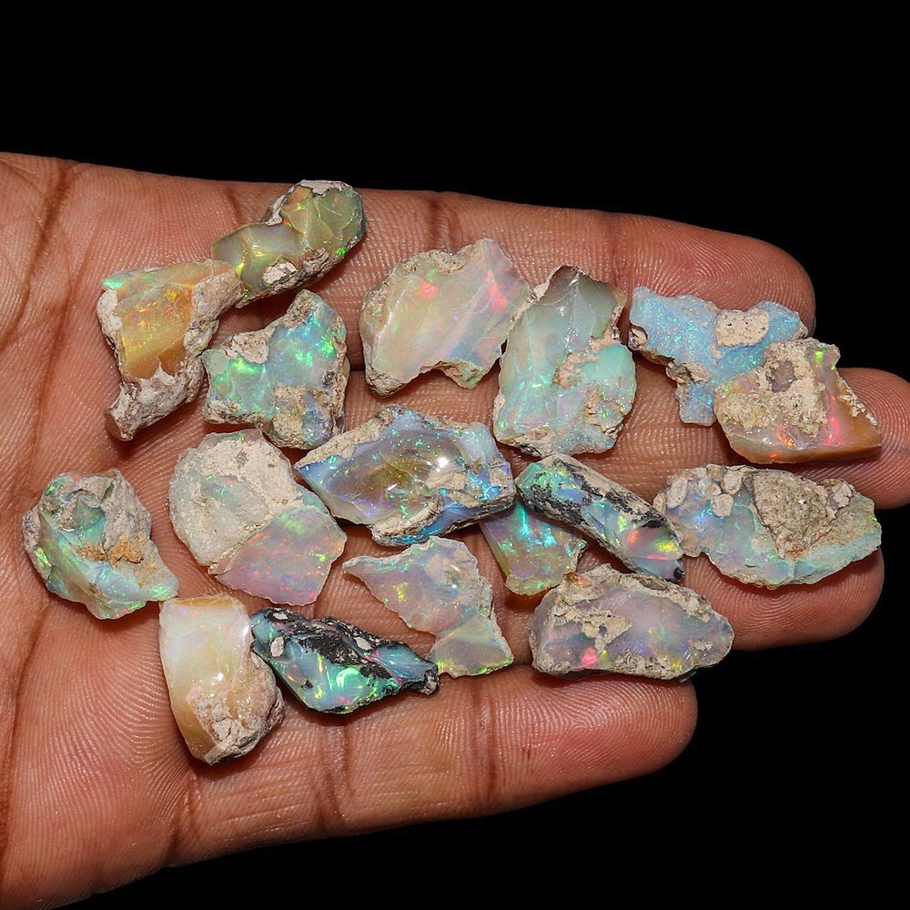 Duggu Ultra Fire Opal Rough Gemstone, Raw Crystals Gemstone, Ethiopian Opal Rock, Jewelry Making Supplies, Chakra Healing, Energy Stone, Reiki, Yoga, Meditation, Art-Crafts-DIY Stone, 50 carats