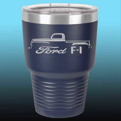1948-52 Ford F1 Pickup Truck 30oz Stainless Steel Tumbler w/Clear Lid navy
