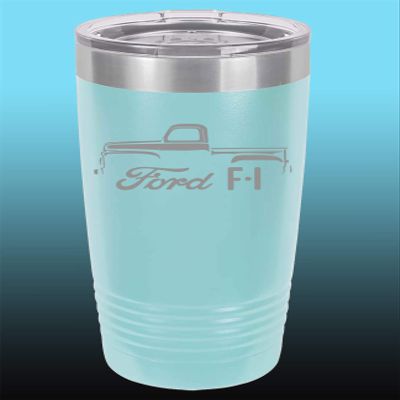 1948-52 Ford F1 Pickup Truck 20oz Stainless Steel Tumbler w/Clear Lid seafoam