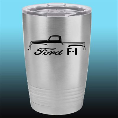 1948-52 Ford F1 Pickup Truck 20oz Stainless Steel Tumbler w/Clear Lid stainless