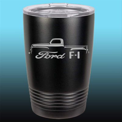 1948-52 Ford F1 Pickup Truck 20oz Stainless Steel Tumbler w/Clear Lid black