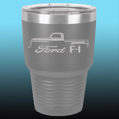 1948-52 Ford F1 Pickup Truck 30oz Stainless Steel Tumbler w/Clear Lid grey