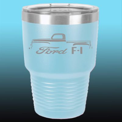 1948-52 Ford F1 Pickup Truck 30oz Stainless Steel Tumbler w/Clear Lid ltblue