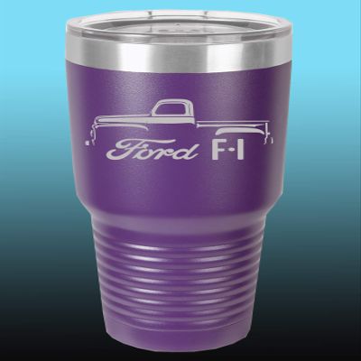 1948-52 Ford F1 Pickup Truck 30oz Stainless Steel Tumbler w/Clear Lid purple