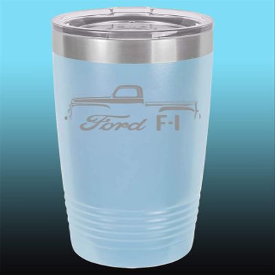 1948-52 Ford F1 Pickup Truck 20oz Stainless Steel Tumbler w/Clear Lid ltblue