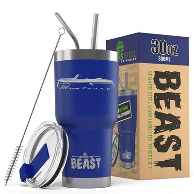 1952 1953 Mercury Monterey Convertible Beast 30 oz Stainless Steel Insulated Tumbler w/Lid, 2 Straws, Brush and Gift Box royal