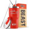 1948-52 Ford F1 Pickup Truck Beast 30 oz Stainless Steel Insulated Tumbler w/Lid, 2 Straws, Brush and Gift Box red view 1