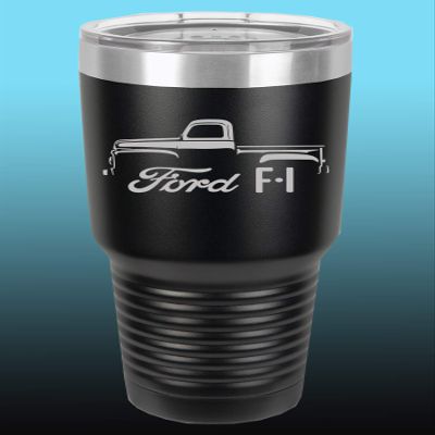 1948-52 Ford F1 Pickup Truck 30oz Stainless Steel Tumbler w/Clear Lid black