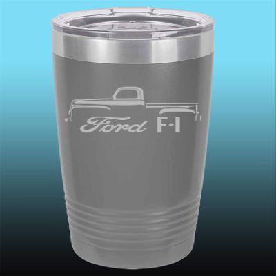 1948-52 Ford F1 Pickup Truck 20oz Stainless Steel Tumbler w/Clear Lid grey