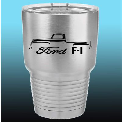1948-52 Ford F1 Pickup Truck 30oz Stainless Steel Tumbler w/Clear Lid stainless