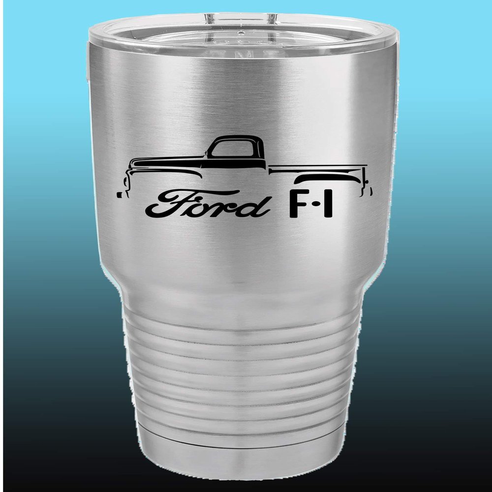 1948-52 Ford F1 Pickup Truck 30oz Stainless Steel Tumbler w/Clear Lid stainless