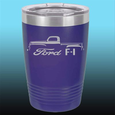 1948-52 Ford F1 Pickup Truck 20oz Stainless Steel Tumbler w/Clear Lid purple