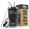 1953-56 Ford F100 Pickup Truck Beast 30 oz Stainless Steel Insulated Tumbler w/Lid, 2 Straws, Brush and Gift Box black view 1
