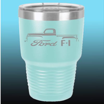 1948-52 Ford F1 Pickup Truck 30oz Stainless Steel Tumbler w/Clear Lid seafoam