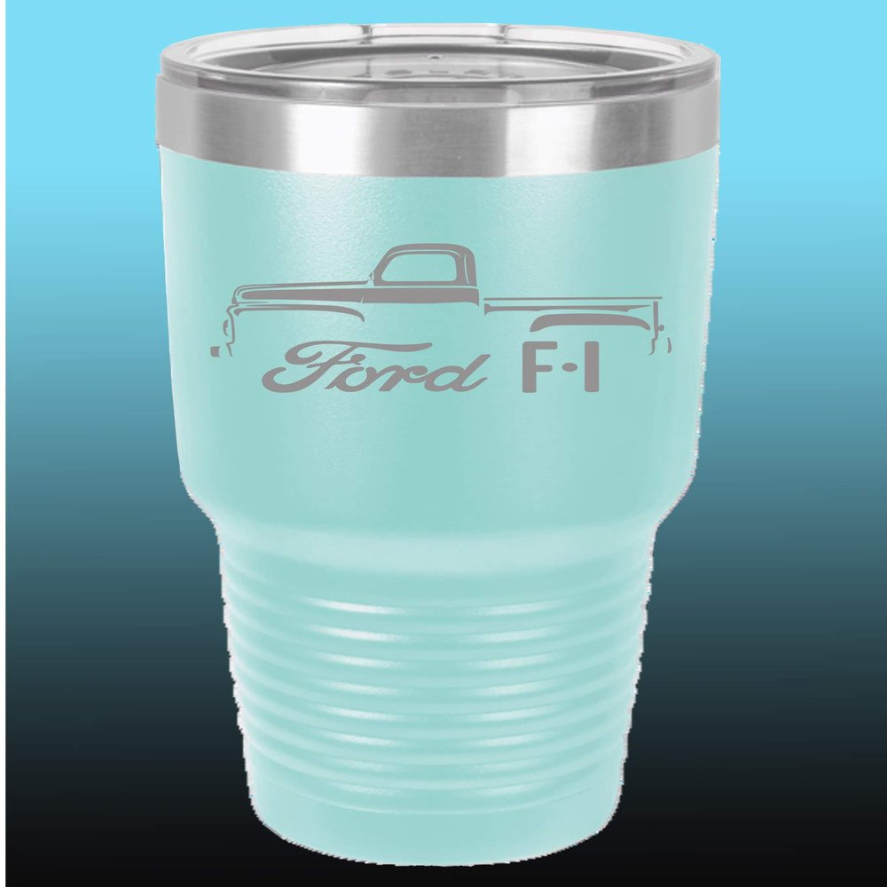 1948-52 Ford F1 Pickup Truck 30oz Stainless Steel Tumbler w/Clear Lid seafoam