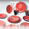 HomeVss, Stoneware Sonoma 16pc Dinnerware Set, Black + Speckled Hand Painting Red view 3
